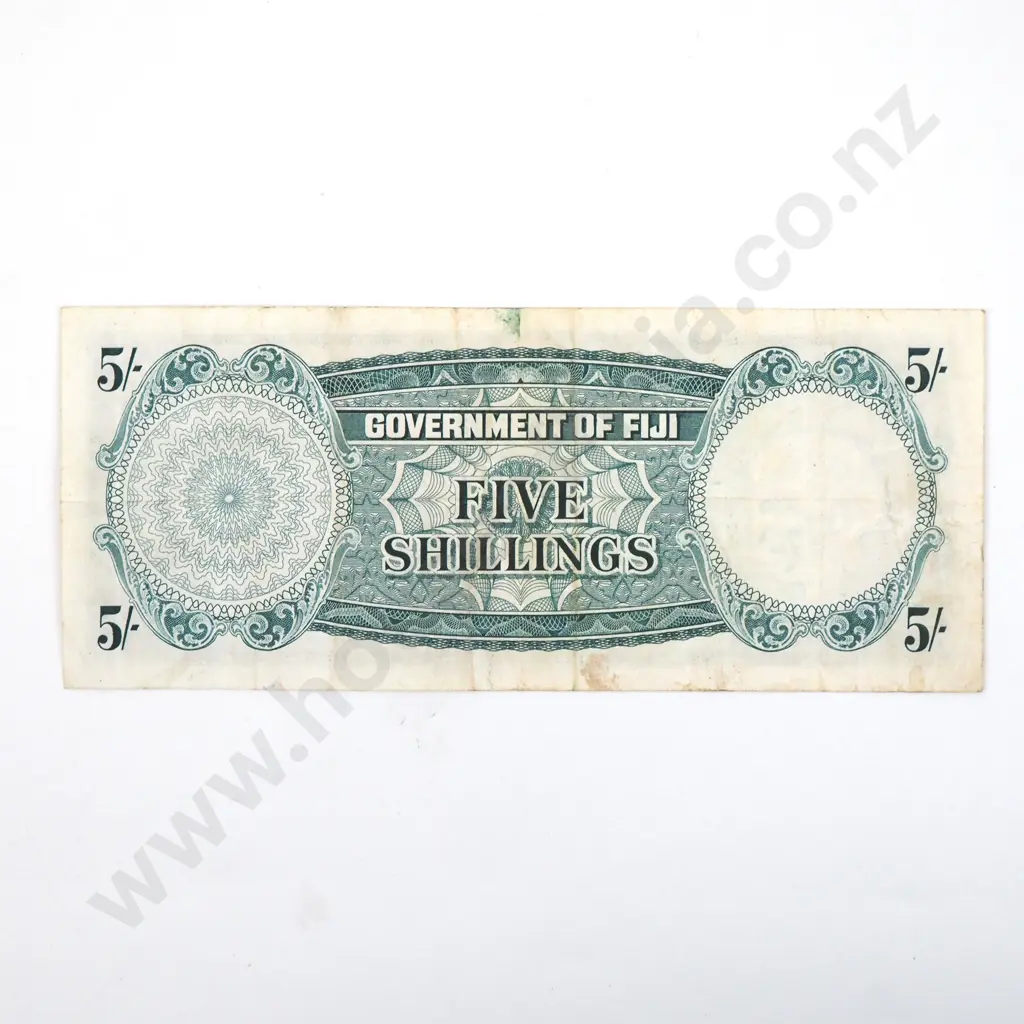 1957 Fiji Five Shilling Banknote  Image 1++