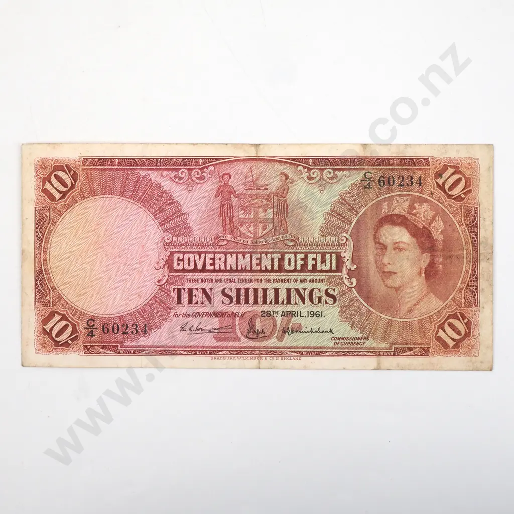 1961 Fiji Ten Shilling Banknote  Image 1++