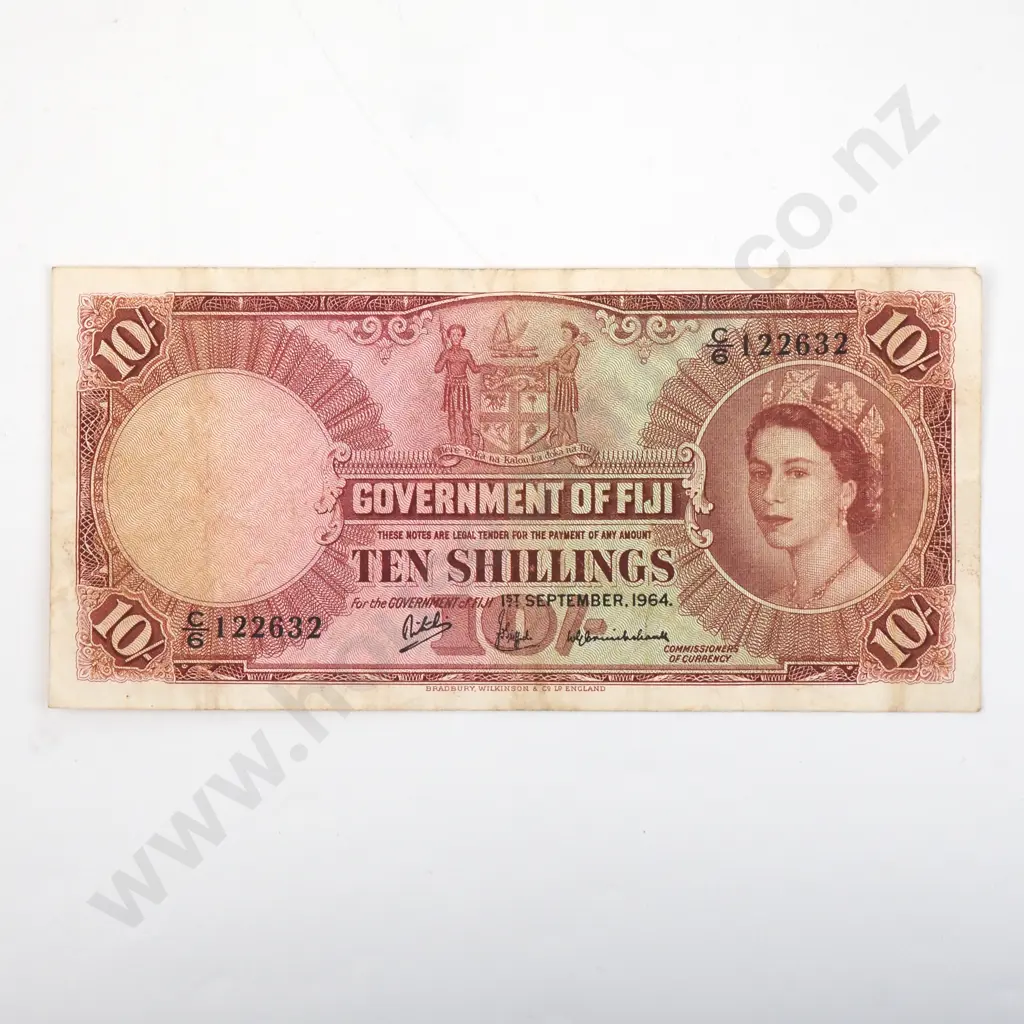 1964 Fiji Ten Shilling Banknote  Image 1++