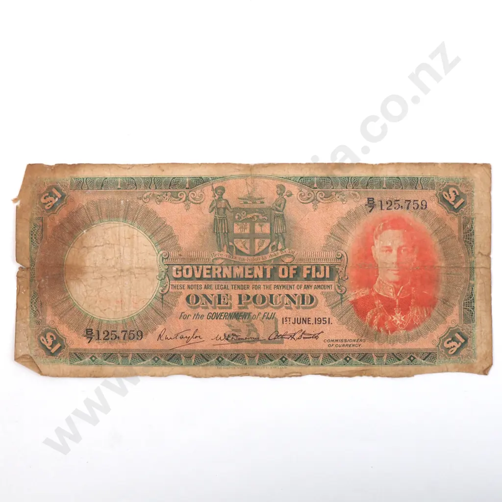 1951 Fiji One Pound Banknote  Image 1++