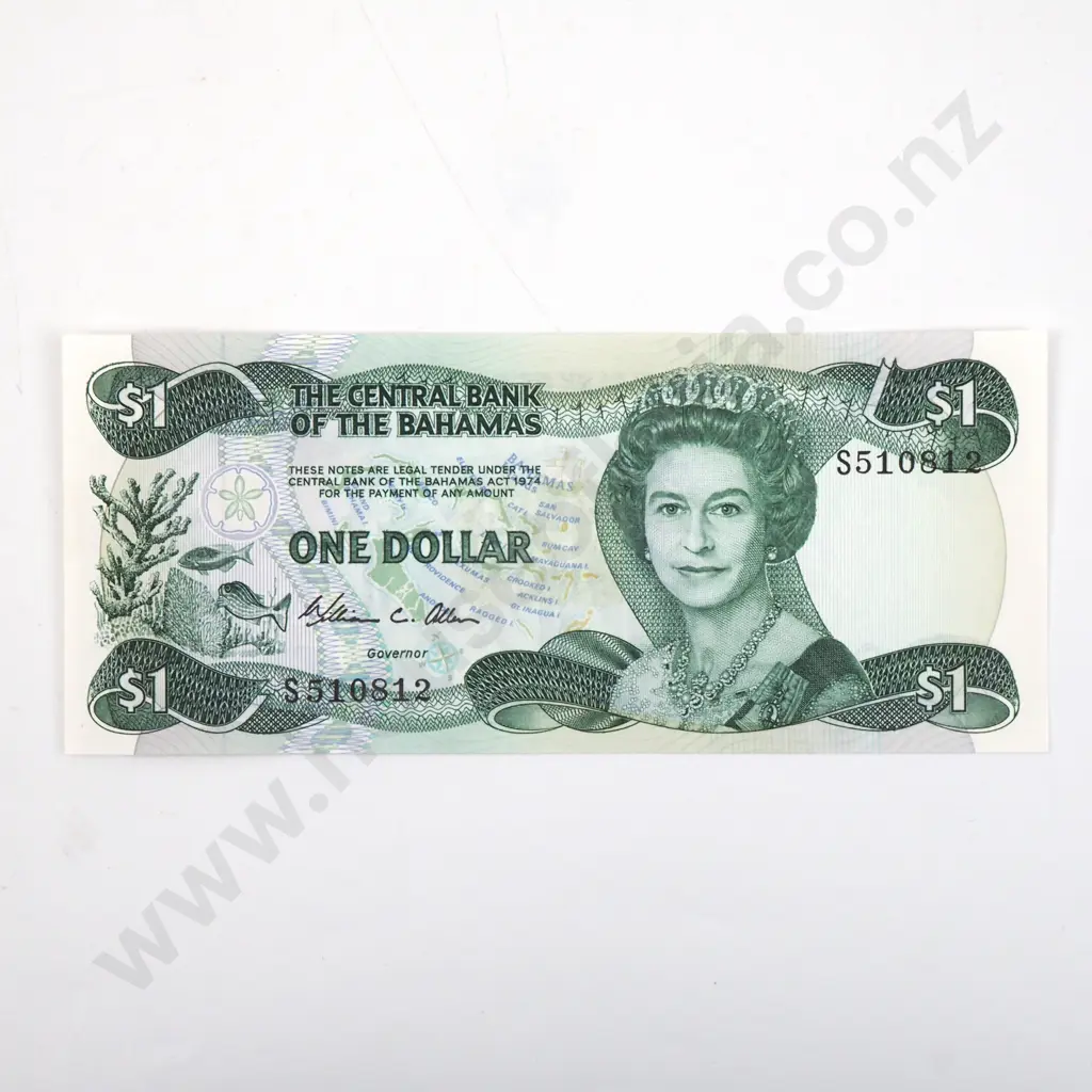 Central Bank of the Bahamas One Dollar Banknote - AUNC  Image 1++