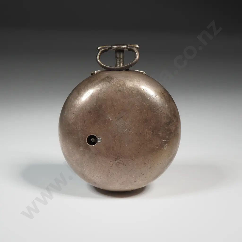 1751 Hallmarked Sterling Silver Pair Case Pocket Watch by Dobson - Outer Case Missing & Damage to Dial Image 1++