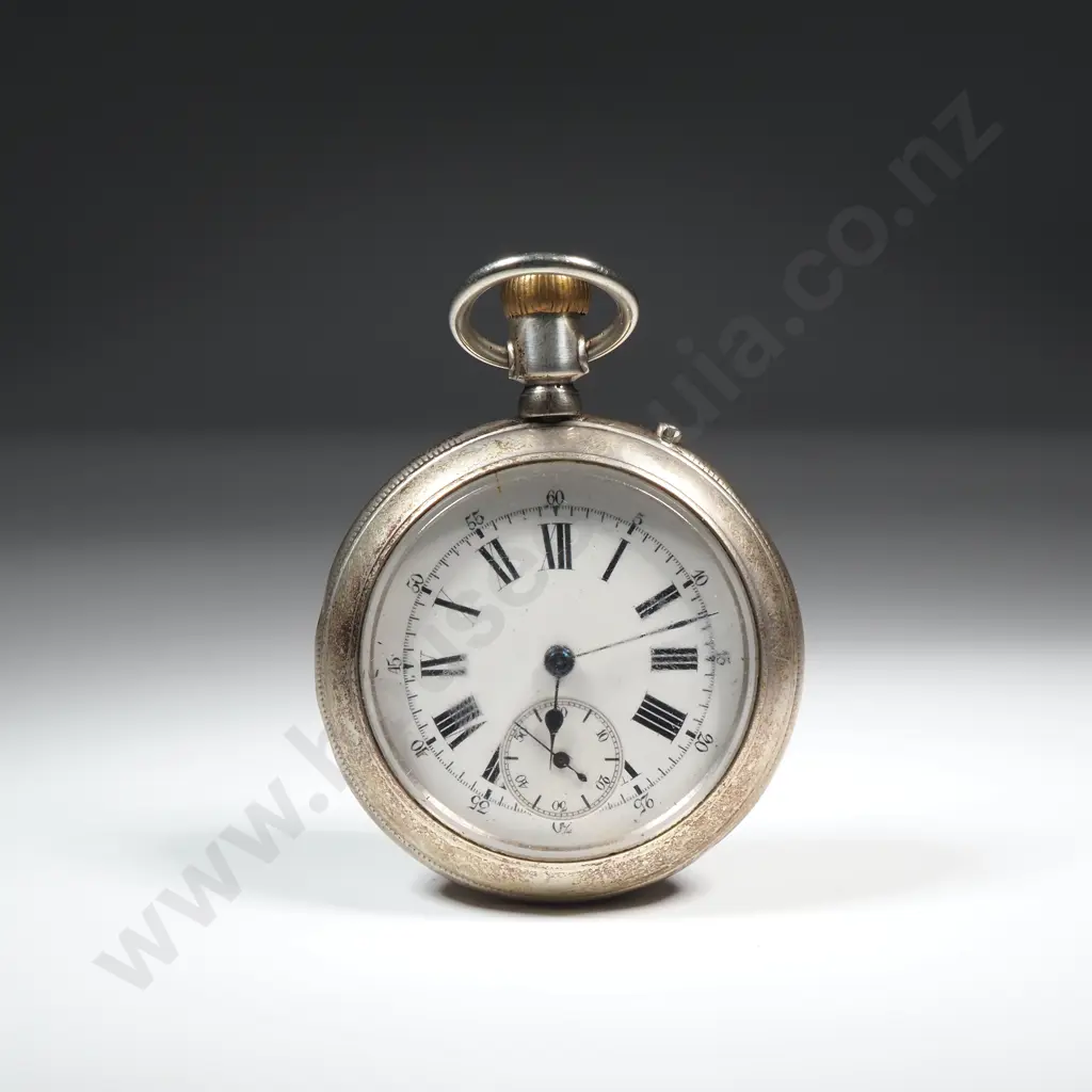 Scarce Sterling Silver Pair Case Pocket Watch w Chronograph on Reverse - Stop Start Return Working - Dial & Hands Fab Image 1++