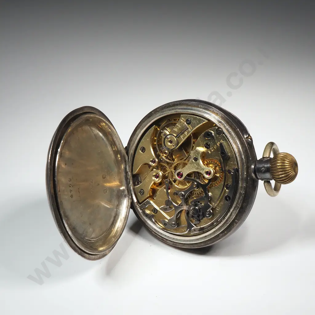 Sterling Silver 935 Silver Chronograph made for Teagle Smith & Sons Wellington - Enamel Dial & Blued Hands - Excellent Image 1++