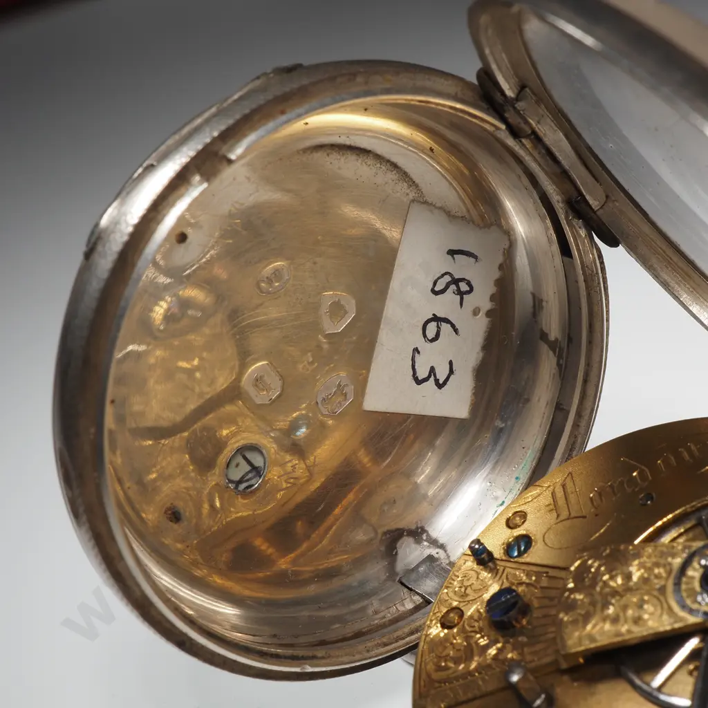 Sterling Silver John Oldham Open Face Fuse Pocket Watch - London 1863 Image 1++