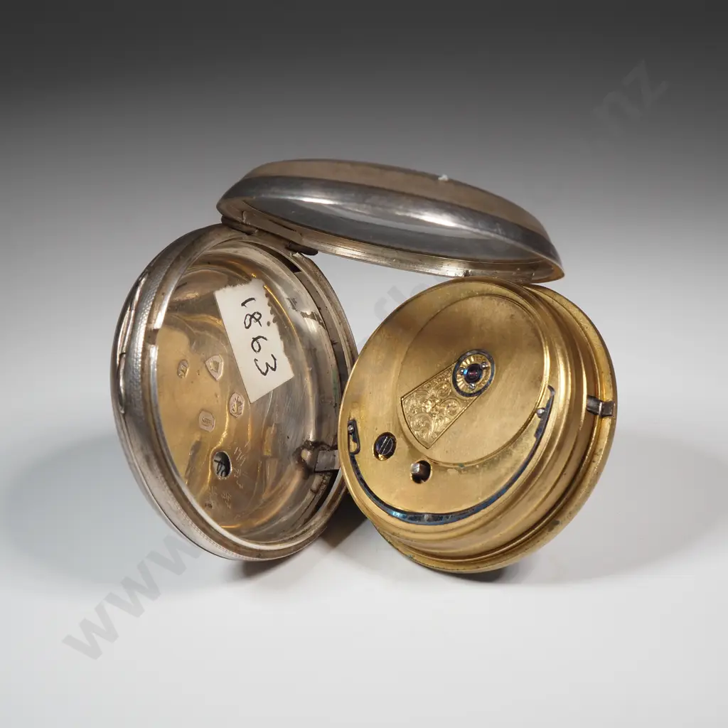 Sterling Silver John Oldham Open Face Fuse Pocket Watch - London 1863 Image 1++