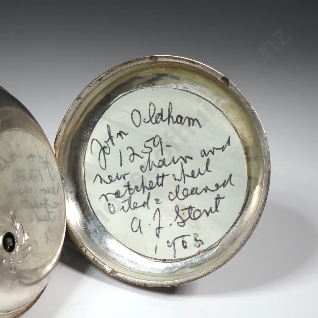 Sterling Silver John Oldham Open Face Fuse Pocket Watch - London 1863 Image 1++