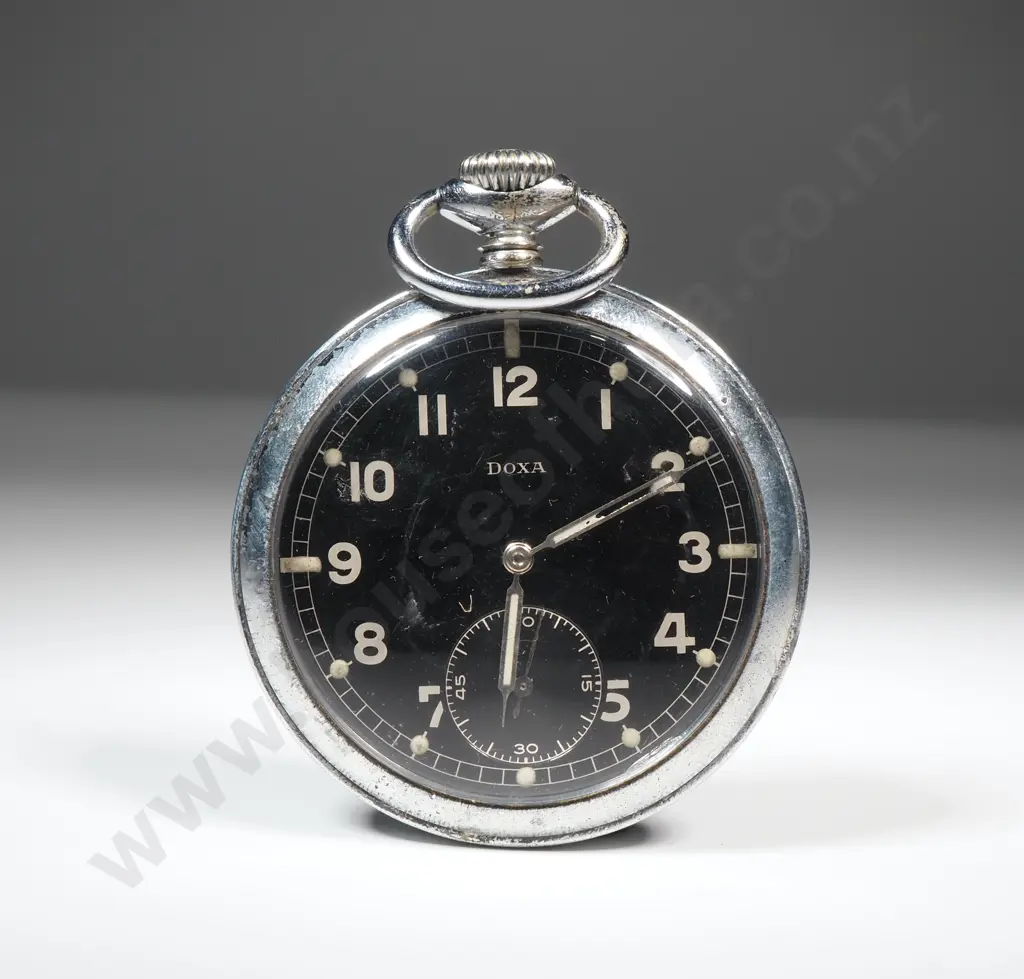 WW2 Doxa Military Wehrmacht Officer's Pocket Watch D2439487H on Reverse Image 1++