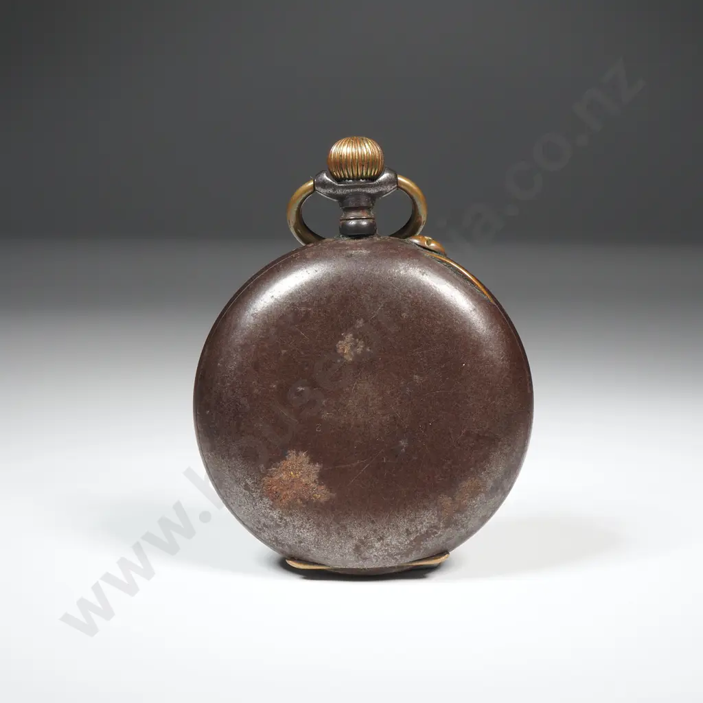 Antique Hebdomas Gun Metal Wrist Watch w Enamel Dial Accents Image 1++