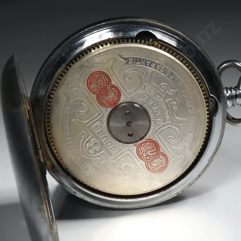 Hebdomas Base Metal 8 Days Stem Wind Pocket Watch - Running, But Sold w No Guarantees of Reliability or Accuracy Image 1++