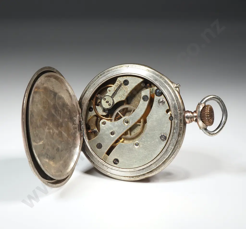 Fancy .800 Silver & Gold Pocket Watch w Flower Motif on Enamel -1902 Dated Lille Image 1++