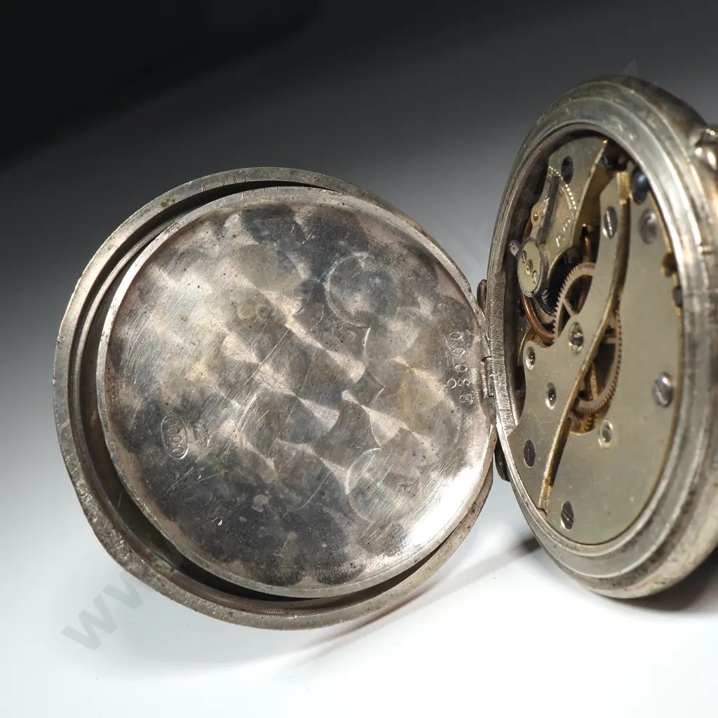 Fancy .800 Silver & Gold Pocket Watch w Flower Motif on Enamel -1902 Dated Lille Image 1++