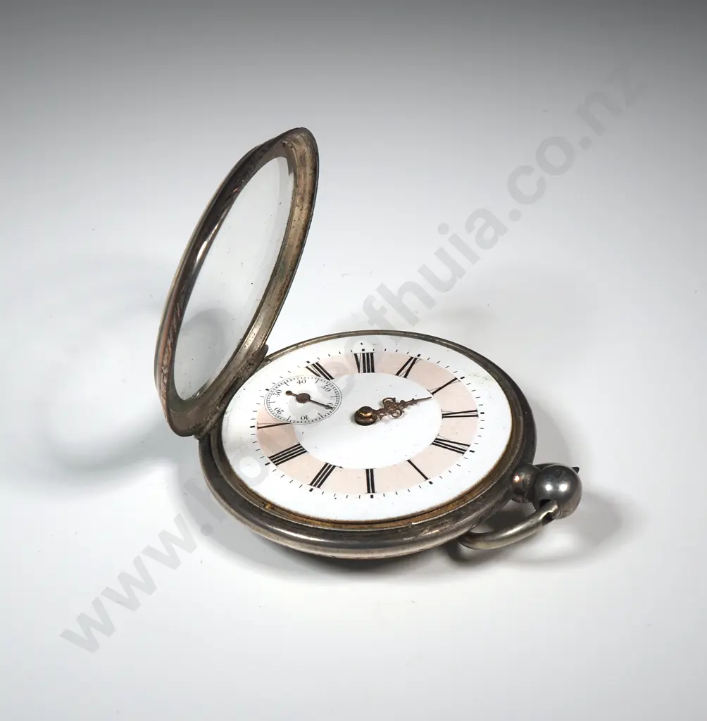 Fancy .800 Silver & Gold Pocket Watch Image 1++