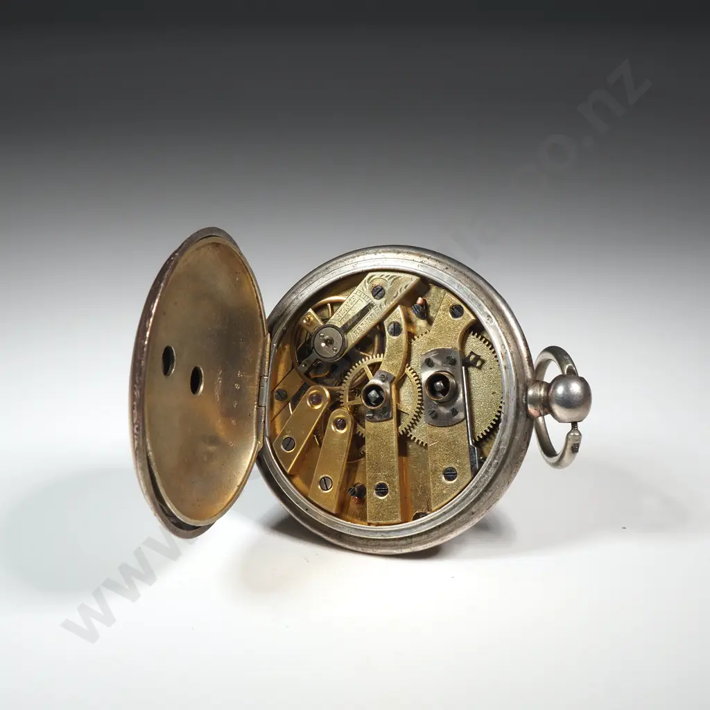 Fancy .800 Silver & Gold Pocket Watch Image 1++