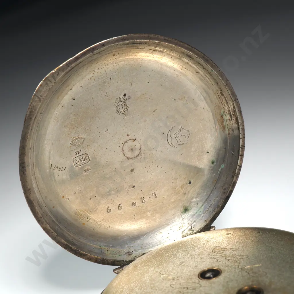 Fancy .800 Silver & Gold Pocket Watch Image 1++