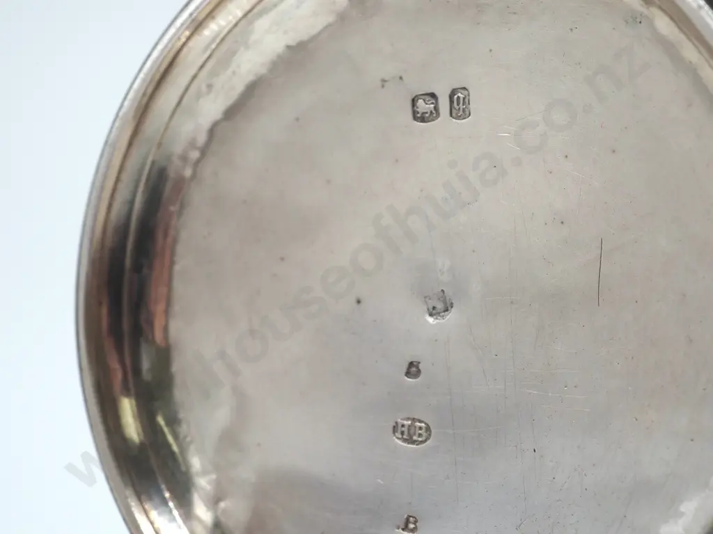 Antique Stirling Silver Hunter Pocket Watch - New Zealand Retailer Marks Image 1++