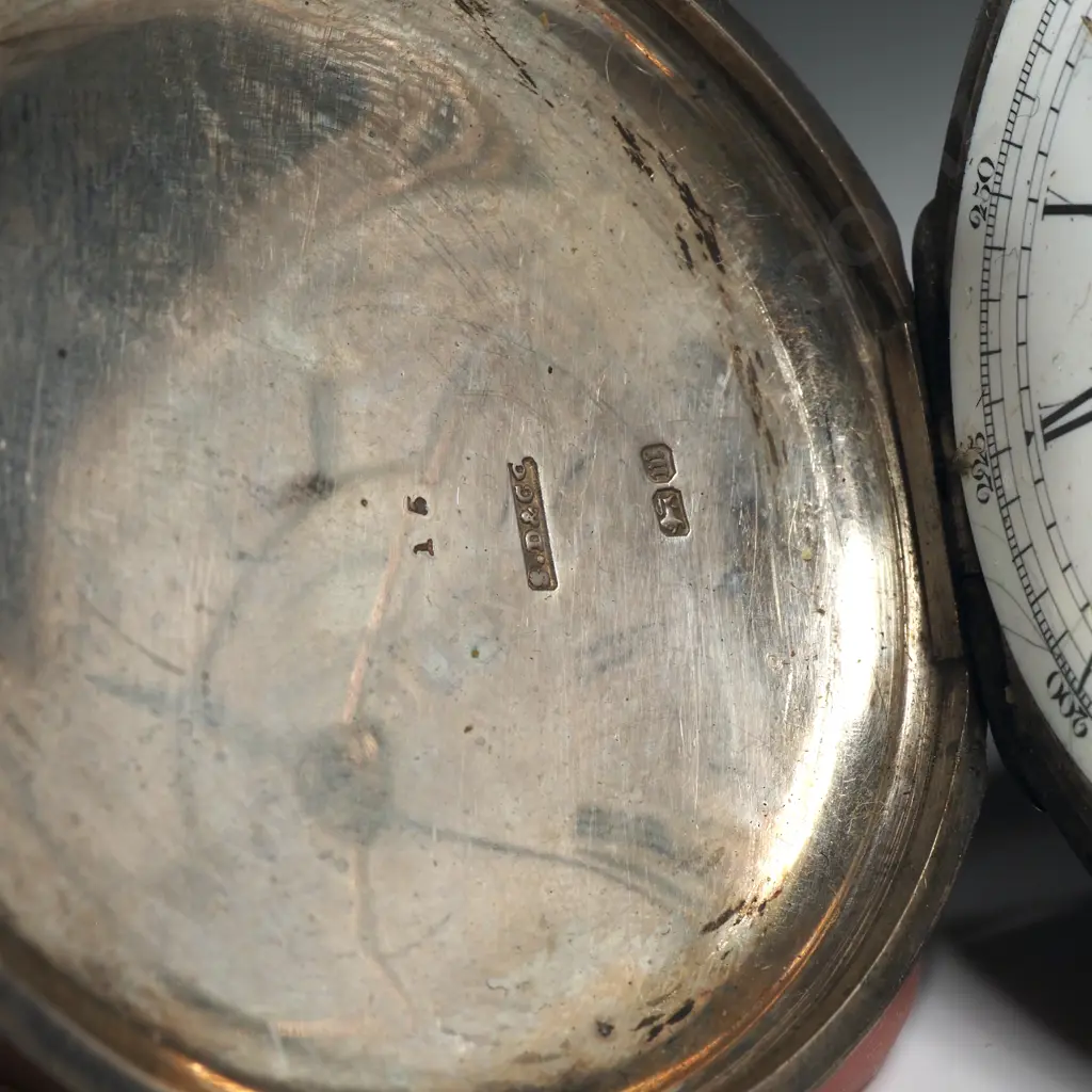 Sterling Silver Chronograph Pocket Watch by Stuart Dawson - London 1886 - No Bezel / Glass Image 1++