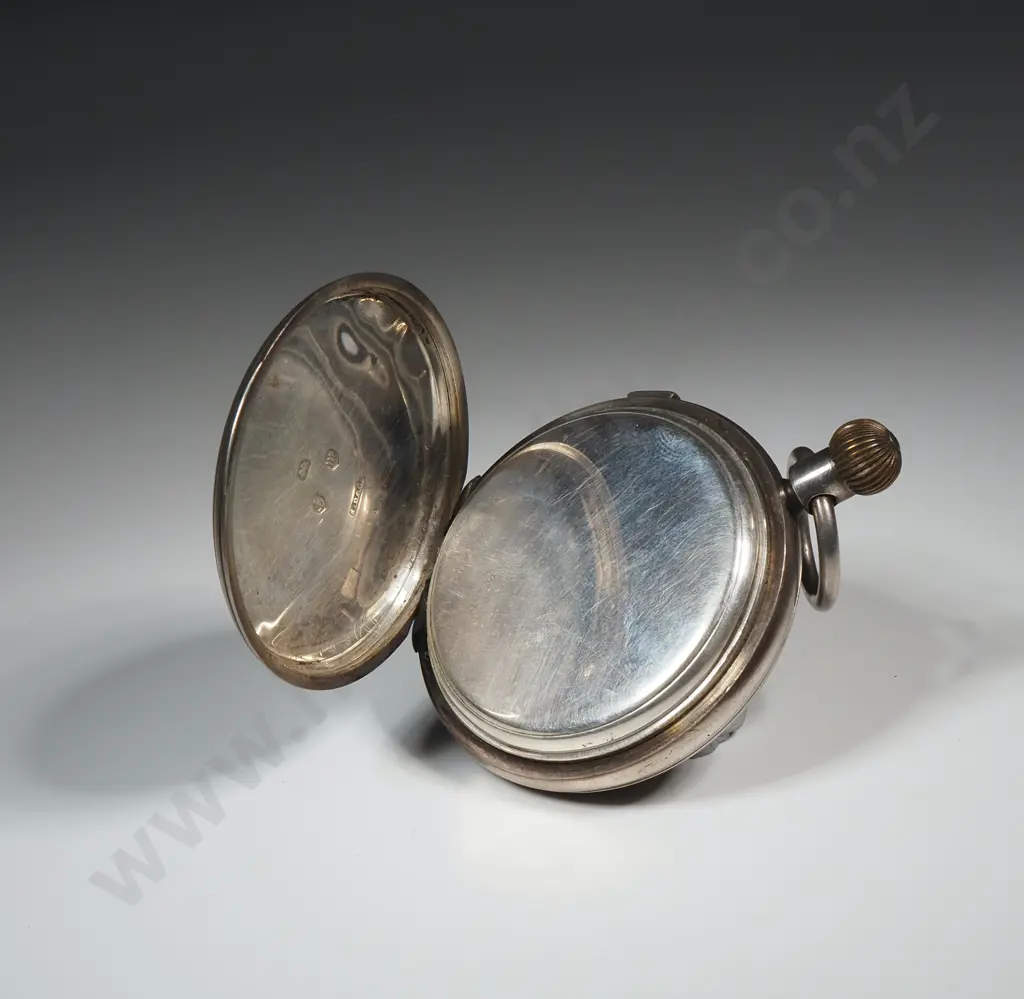 Sterling Silver Chronograph Pocket Watch by Stuart Dawson - London 1886 - No Bezel / Glass Image 1++