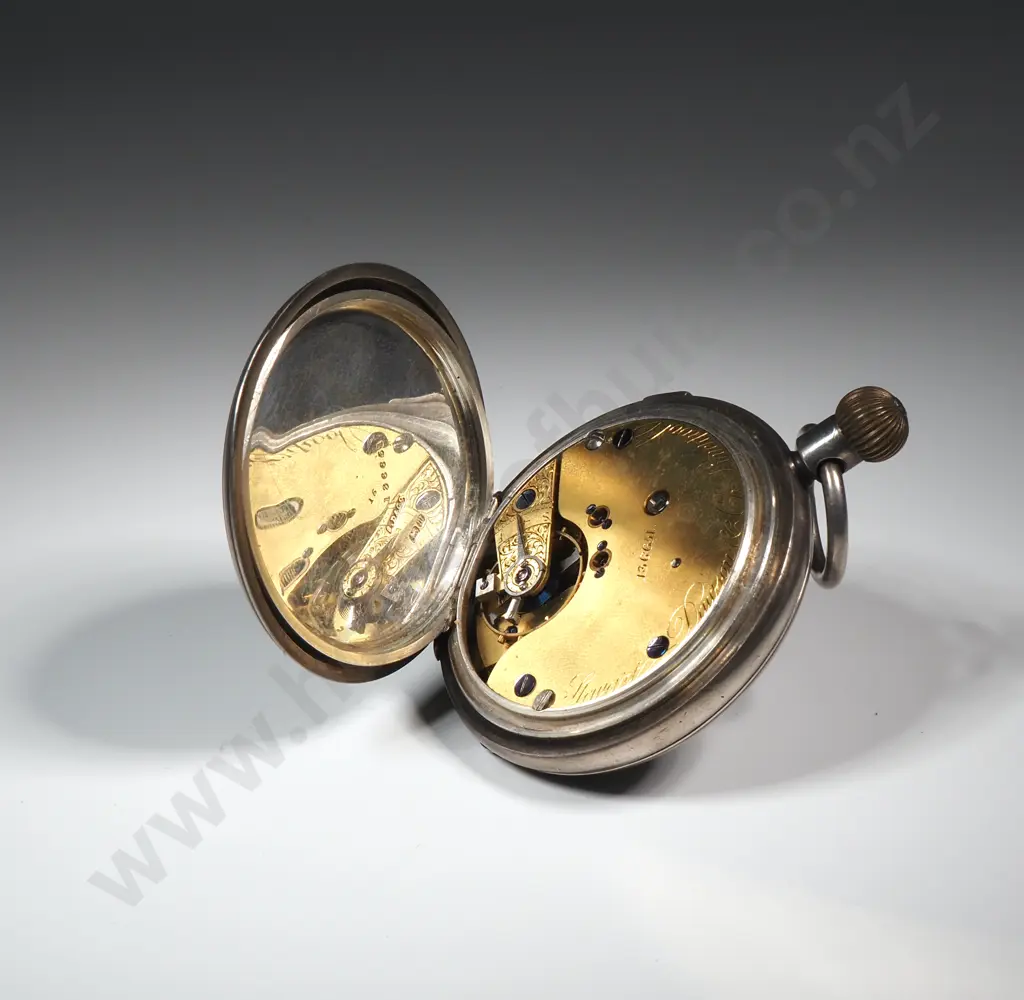 Sterling Silver Chronograph Pocket Watch by Stuart Dawson - London 1886 - No Bezel / Glass Image 1++