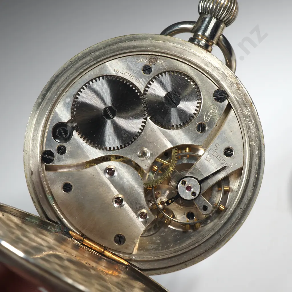 Two Open Face Nickel Pocket Watches DF&C for Watsons Christchurch Image 1++