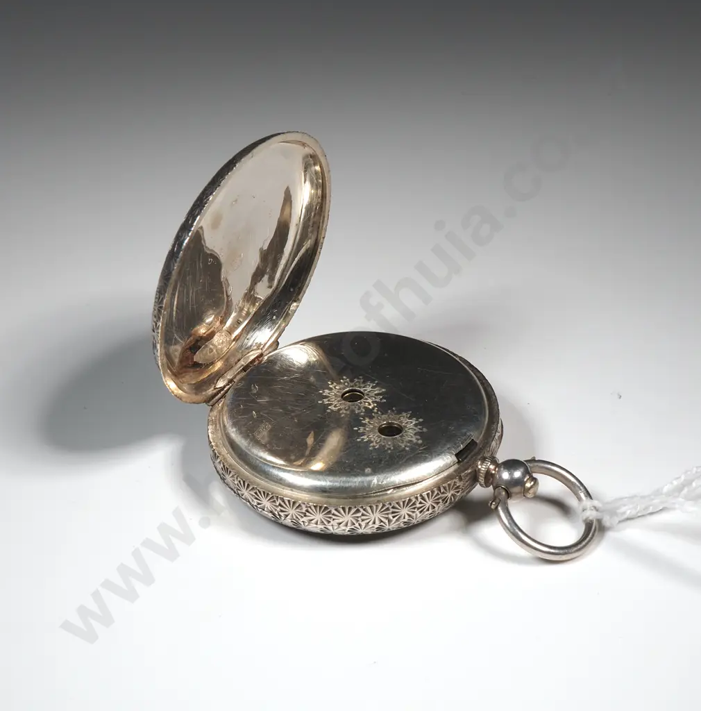 Antique Sterling Silver Key Wind Pocket Watch Image 1++