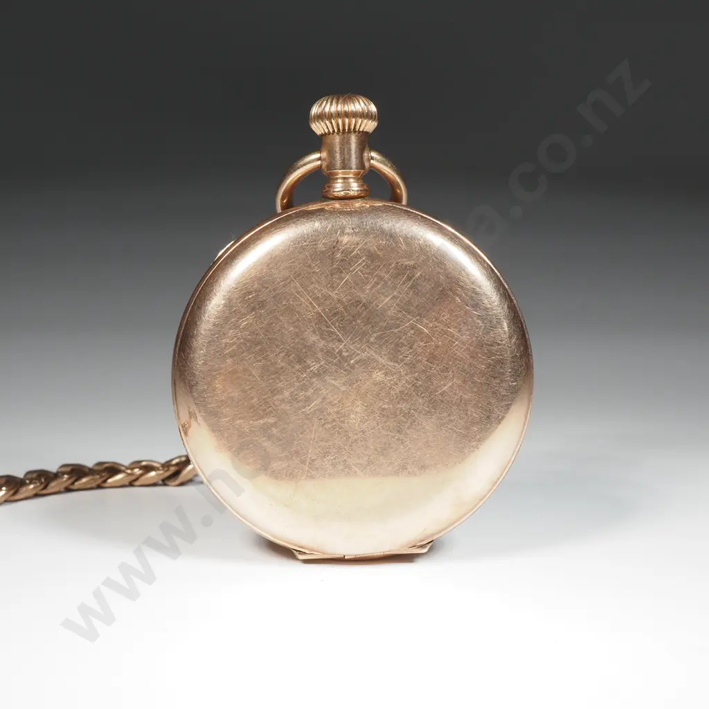 Substantial Rolled Gold Pocket Watch on Fancy Rolled Gold Chain Image 1++