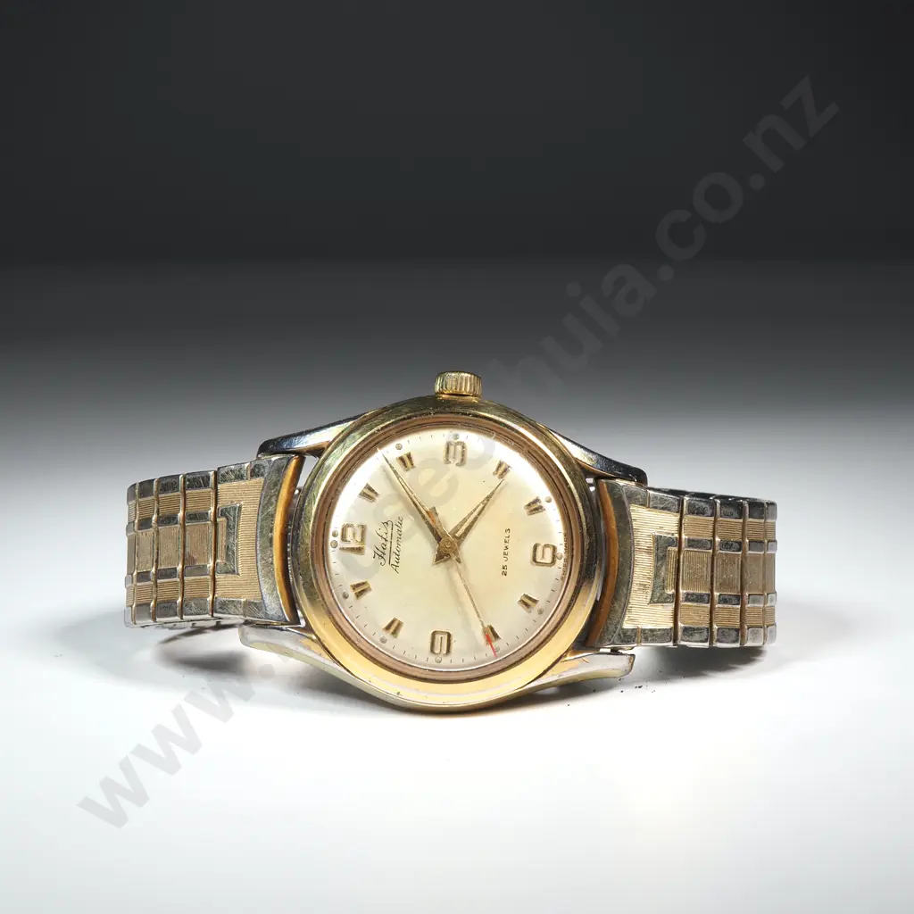 Vintage Cased Automatic Gents Gold Plate Hafis Automatic Wrist Watch on Flex Strap Image 1++