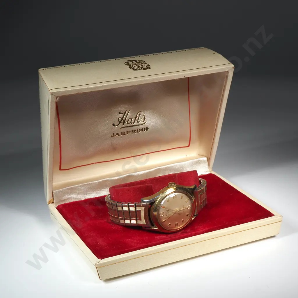 Vintage Cased Automatic Gents Gold Plate Hafis Automatic Wrist Watch on Flex Strap Image 1++