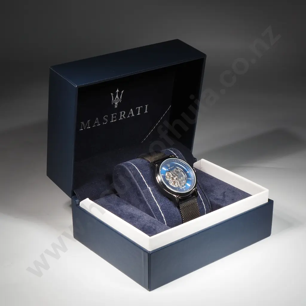 Gents Modern Maserati Automatic Skeleton Wristwatch, Running - in Box w Instruction Manual - Like New Image 1++