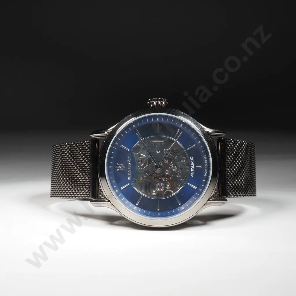 Gents Modern Maserati Automatic Skeleton Wristwatch, Running - in Box w Instruction Manual - Like New Image 1++