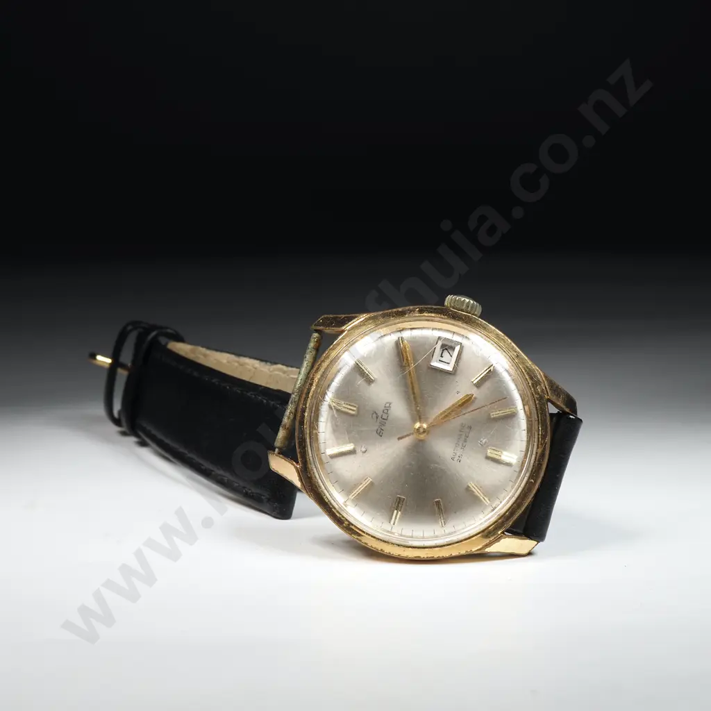 Gents Vintage Gold Plate & Stainless Steel cased Automatic Enicar Date Wristwatch - - Running, But Sold w No Guarantees Image 1++