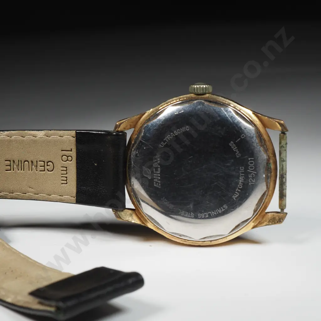 Gents Vintage Gold Plate & Stainless Steel cased Automatic Enicar Date Wristwatch - - Running, But Sold w No Guarantees Image 1++