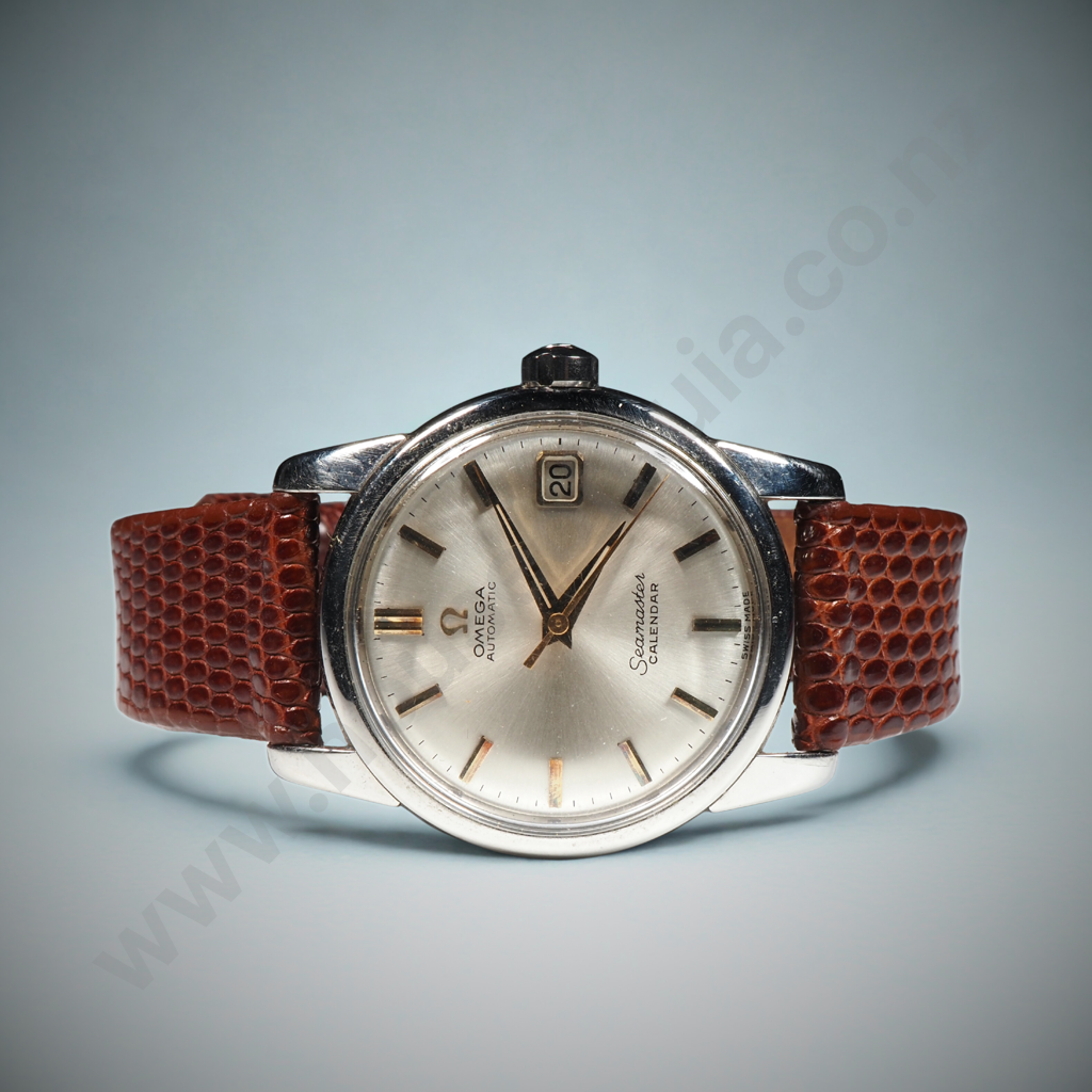 Omega Seamaster, Automatic Calendar, Circa 1960 in Stainless Steel w Snakesin Strap, Cal. 503 Ref 2849 Image 1++