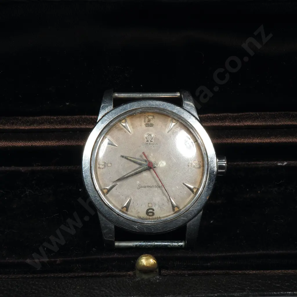 Vintage Omega Seamaster Automatic BumperWrist Watch Head in Period Omega Box - Engraved to Murray Thacker of Okains Bay Image 1++