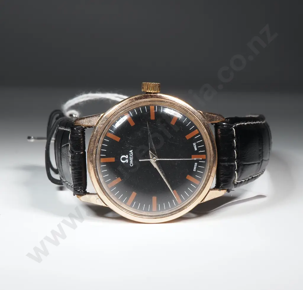 1960s Omega Seamaster Mechanical Movement w New Black Crocodile Embossed Strap Image 1++