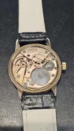 1960s Omega Seamaster Mechanical Movement w New Black Crocodile Embossed Strap Image 1++