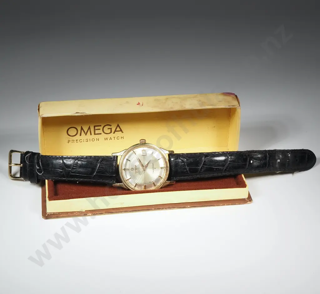 Vintage Omega Constellation Pie Pan Chronometre Calendar in Omega Precision Watch Case Image 1++