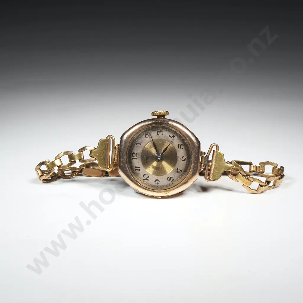 Antique 9ct Gold Rolex Ladies Wrist Watch on Rolled Gold Bracelet Image 1++