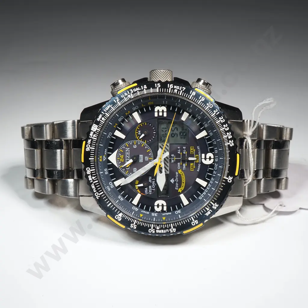 Citezan Cal RX-S Time Radio Controlled Wristwatch w Box & Papers - Appears Running Image 1++