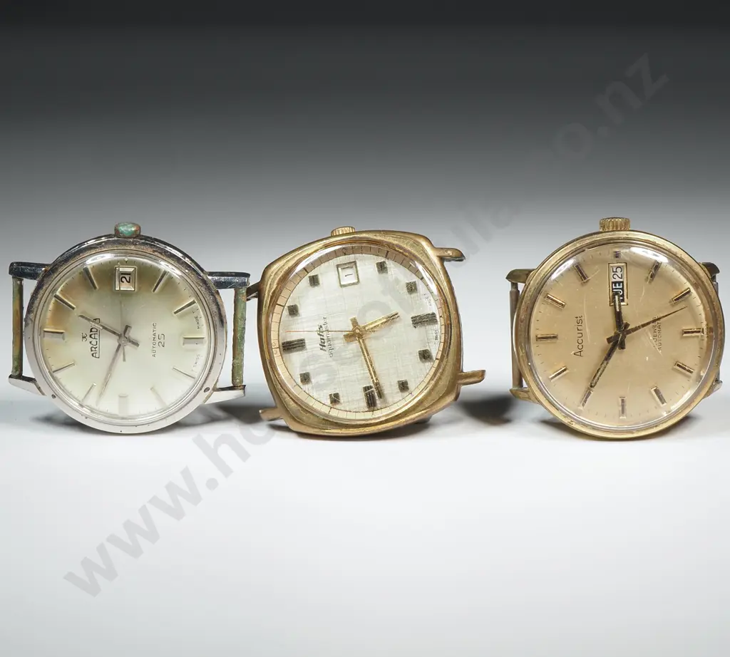 Three Vintage Wristwatch Heads - Accurist / Hafis / Arcadia Image 1++