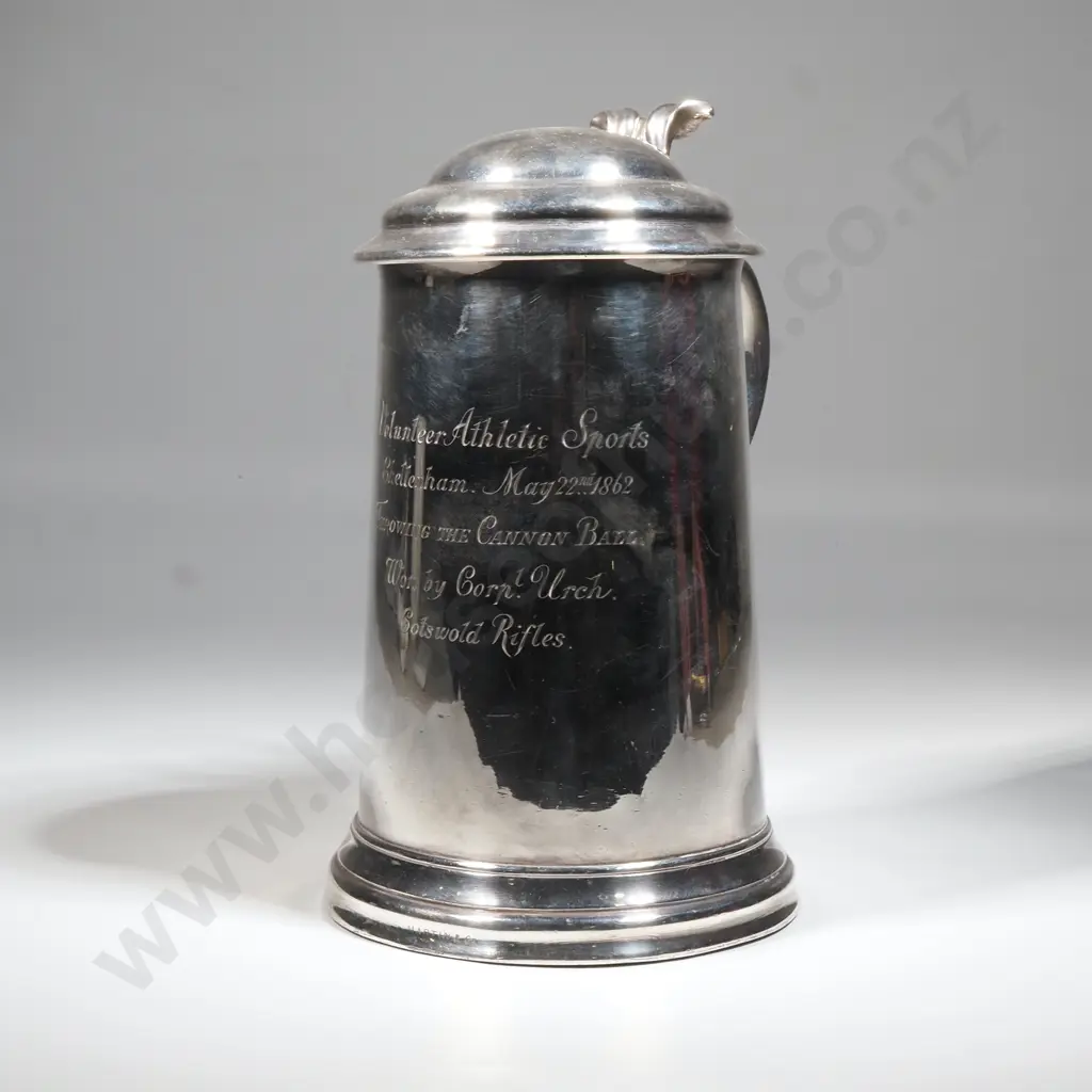 1862 Cotswald Rifles S/P Tankard for Volunteer Athletic Sports - Throwing Canon Ball  Image 1++