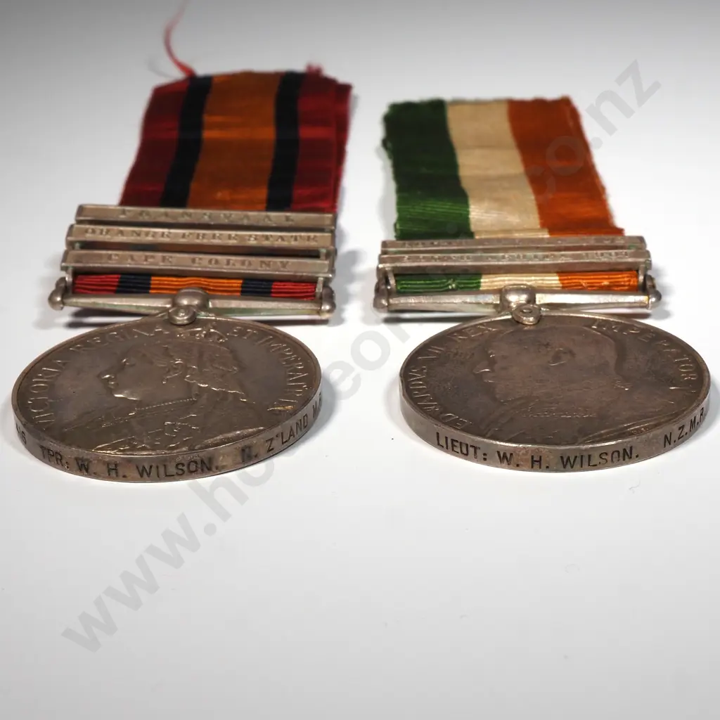 QSA KSA New Zealand Boer War Pair to 416 TPR W H Wilson &1st Contingent Boer War QSA to 188 TPR J T Wilson Image 1++