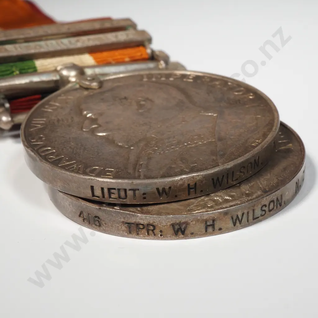 QSA KSA New Zealand Boer War Pair to 416 TPR W H Wilson &1st Contingent Boer War QSA to 188 TPR J T Wilson Image 1++