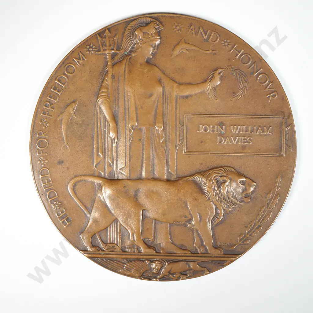 Death Plaque to John William Davies (Woolwich Arsenal Mark) Image 1++