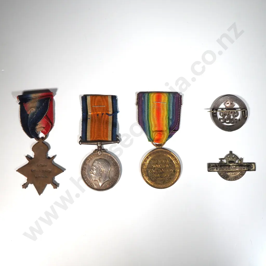 WW1 Trio to 6/3283 J Connor NZEF & Silver War Badge & Large RSA Badge Image 1++