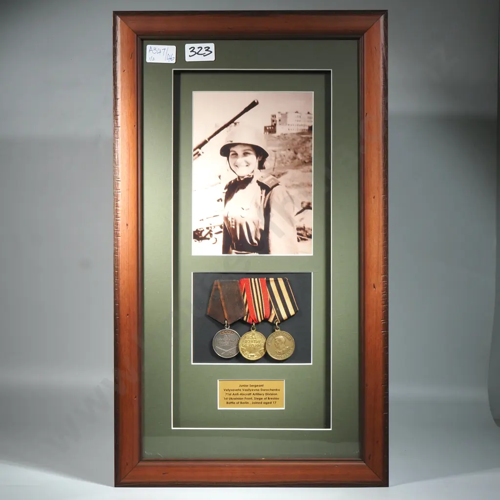Framed Photograph and Three Medals - Junior Sergeant Velysaveta Vasilyevna Dorochenko Image 1++