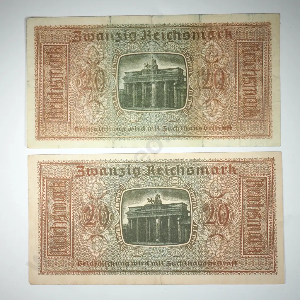 Two WW2 German Banknotes  Image 1++