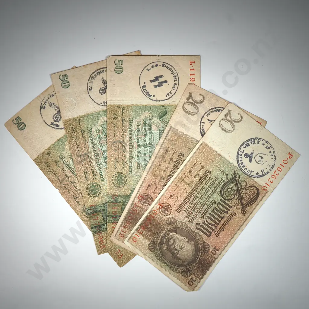 Assorted Lot of German Banknotes - Some w Counterstamps  Image 1++