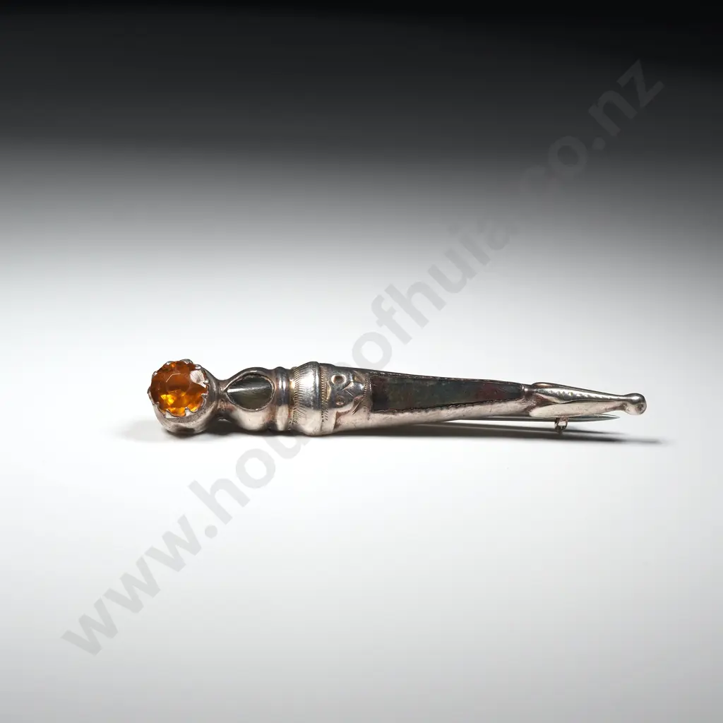 Antique Sterling Silver Scottish Brooch in The Form Of A Dirk Image 1++