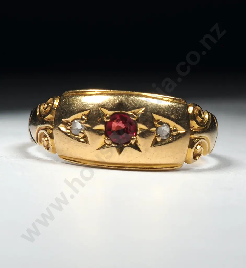 Antique 18ct Gold Ruby Ring - Hallmarked for Chester 1907 Image 1++
